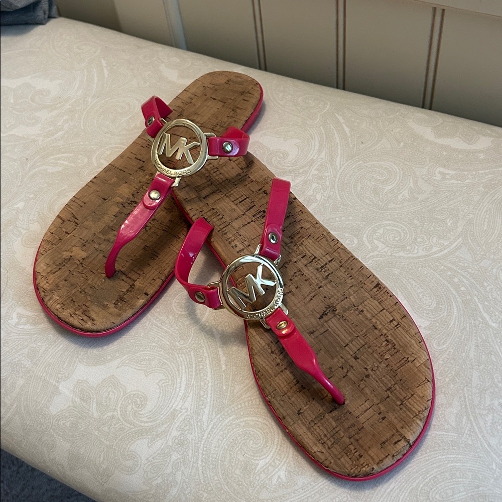 Michael Kors Fuchsia Sandals with Gold Details